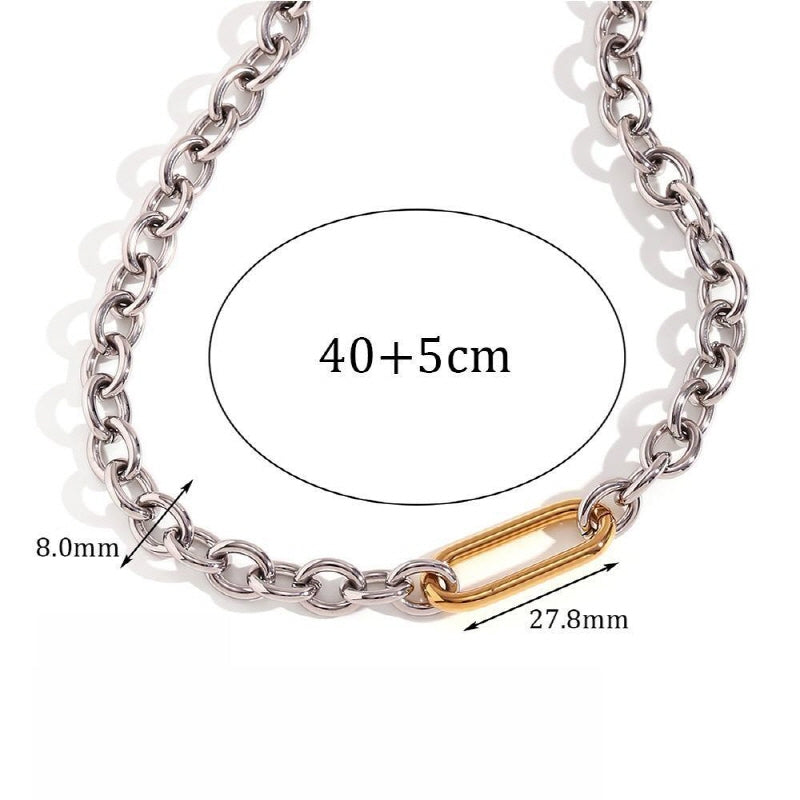O-Shaped Chain and Paperclip Buckle Necklace, Modern and Unique Bracelet