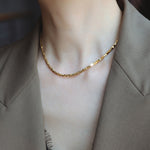 Gold mini cubes necklace light luxury niche design high end clavicle chain