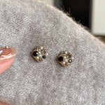 Vintage gray zircon pearl earrings women's square temperament stud earrings luxury unique earrings