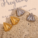 Fashion geometric niche temperament explosive earrings stainless steel triangle petal glossy stud earrings