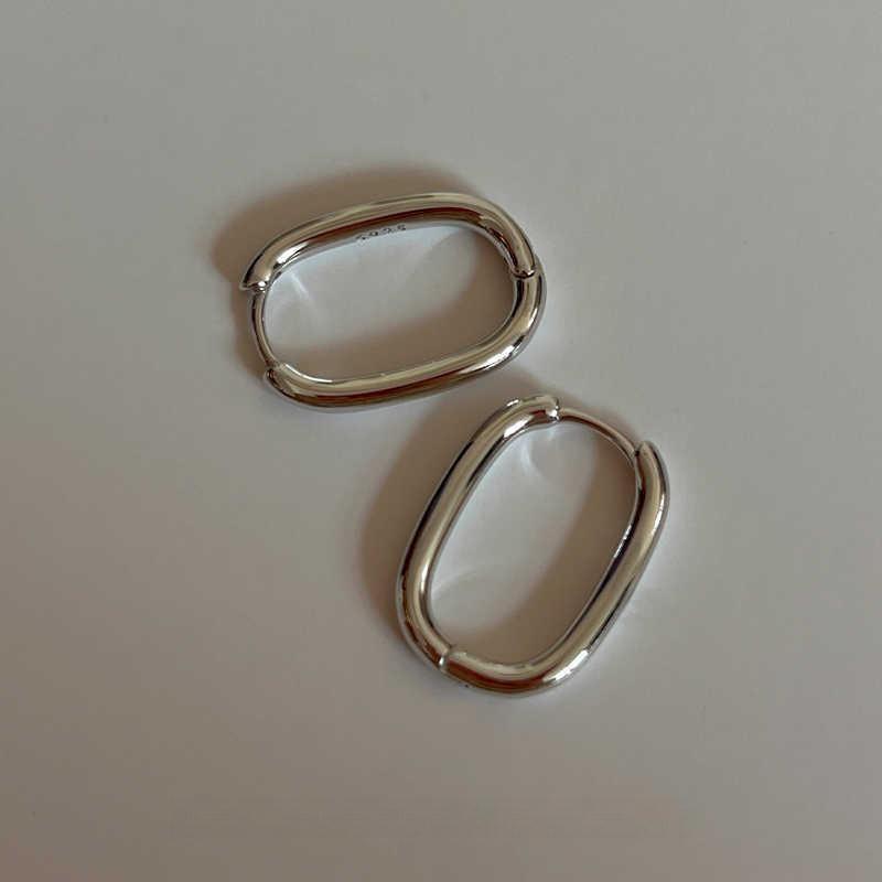 Fashionable minimalist U shaped oval earrings for women 925 sterling silver, simple cold wind style