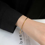 Plain gold ring bracelet for women light luxury niche, gold plated titanium steel, high end delicate design