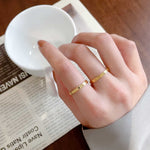 Gold titanium steel index finger ring, women's light luxury niche design, high end fashion, does not fade