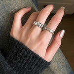 Fashionable 925 sterling silver open ring thrashing texture, premium sense, stacking style, unisex trend