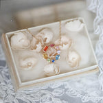 Colorist four seasons poetry rainbow invitation delicate colored zirconia donut 925 sterling silver gold plated necklace