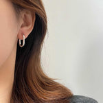 Fashionable minimalist U shaped oval earrings for women 925 sterling silver, simple cold wind style