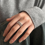 925 Sterling silver threaded open ring, minimalist, fashionable, versatile, stackable, adjustable ring