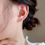 Mini square stud earrings for pierced ears comfortable for sleeping, niche high end design