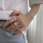 Self reserved 925 sterling silver Korean chic niche irregular opening ring