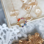 Colorist four seasons poetry rainbow invitation delicate colored zirconia donut 925 sterling silver gold plated necklace