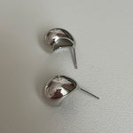 Minimalist 925 sterling silver 3D water drop earrings glossy texture, cold wind style for women