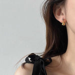 Korean version gold & silver color blocked double ball bead earrings feminine fashion earrings high end