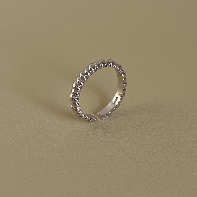 925 Sterling silver threaded open ring, minimalist, fashionable, versatile, stackable, adjustable ring