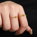 Gold transport bead ring, women's niche design braided rope chain, premium index finger ring, titanium steel does not fade