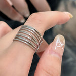 Multi layer opening, adjustable metal winding, heavy work, design ring, women's ins, style temperament