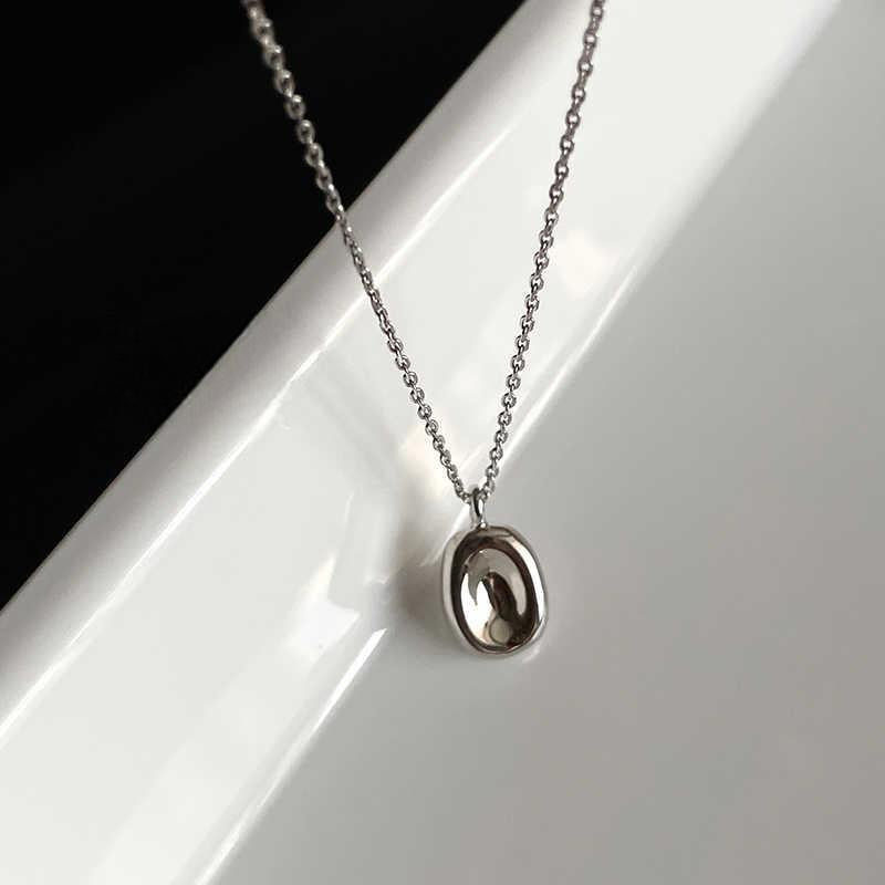 High end women's delicate solid silver bean necklace 925 sterling silver, collarbone chain, fade resistant