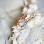 Colorist four seasons poetry rainbow invitation delicate colored zirconia donut 925 sterling silver gold plated necklace