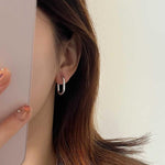 Fashionable minimalist U shaped oval earrings for women 925 sterling silver, simple cold wind style