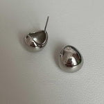 Minimalist 925 sterling silver 3D water drop earrings glossy texture, cold wind style for women