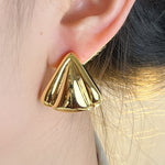 Fashion geometric niche temperament explosive earrings stainless steel triangle petal glossy stud earrings