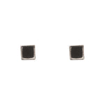 Elegant small square silver stud earrings for women chic black finish, high end niche design, comfortable for sleeping