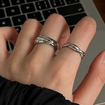 High quality women's open ring 925 sterling silver, stacked design, unique & niche style