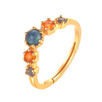 Dusk at sunset  light luxury black opal ring 925 sterling silver gold plated fanta stone retro open ring