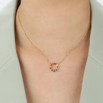 Colorist four seasons poetry rainbow invitation delicate colored zirconia donut 925 sterling silver gold plated necklace