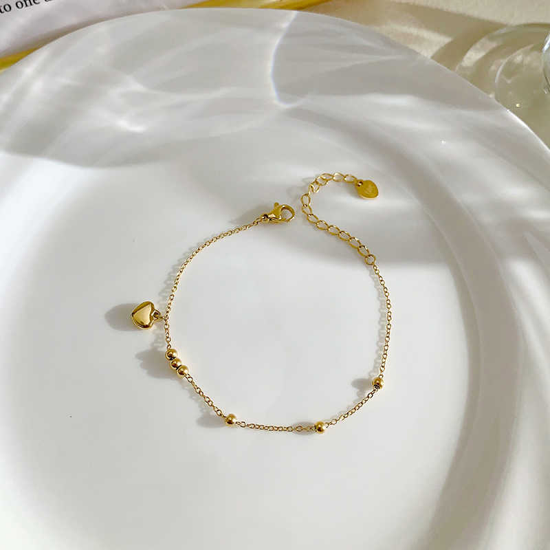 Sweet love bracelet women's new gold transfer bead chain niche high end titanium steel does not fade