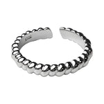 925 Sterling silver threaded open ring, minimalist, fashionable, versatile, stackable, adjustable ring