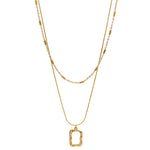 Double layer geometric square sweater necklace on the new luxury niche design does not fade clavicle chain