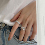 Self reserved 925 sterling silver Korean chic niche irregular opening ring