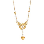 Gold bow necklace women's new tassel love clavicle chain premium sweater chain