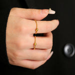 Gold transport bead ring, women's niche design braided rope chain, premium index finger ring, titanium steel does not fade