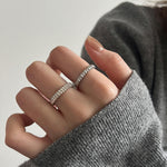 925 Sterling silver threaded open ring, minimalist, fashionable, versatile, stackable, adjustable ring