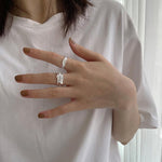 Self reserved 925 sterling silver Korean chic niche irregular opening ring