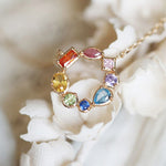 Colorist four seasons poetry rainbow invitation delicate colored zirconia donut 925 sterling silver gold plated necklace