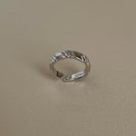 Fashionable 925 sterling silver open ring thrashing texture, premium sense, stacking style, unisex trend