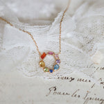 Colorist four seasons poetry rainbow invitation delicate colored zirconia donut 925 sterling silver gold plated necklace