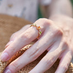 Canola flower original design citrine ring, 925 sterling silver gold plated simple peridot open ring adjustable vintage design