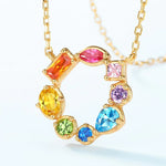 Colorist four seasons poetry rainbow invitation delicate colored zirconia donut 925 sterling silver gold plated necklace