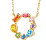 Colorist four seasons poetry rainbow invitation delicate colored zirconia donut 925 sterling silver gold plated necklace