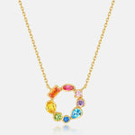 Colorist four seasons poetry rainbow invitation delicate colored zirconia donut 925 sterling silver gold plated necklace