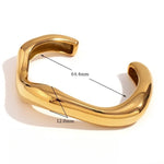 Fluid Elegance, 18K Gold Plated Stainless Steel Irregular Liquid Wave Open Bracelet