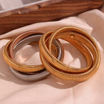 Layered Elegance, 18K Gold Plated Stainless Steel Three Layer Winding Snake Bracelet