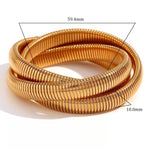 Layered Elegance, 18K Gold Plated Stainless Steel Three Layer Winding Snake Bracelet