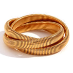 Layered Elegance, 18K Gold Plated Stainless Steel Three Layer Winding Snake Bracelet