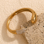 Elegant 18K Gold Plated Stainless Steel Snake Head Diamond Bracelet for Women