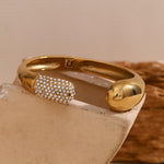 Elegant 18K Gold Plated Stainless Steel Snake Head Diamond Bracelet for Women