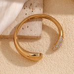 Elegant 18K Gold Plated Stainless Steel Snake Head Diamond Bracelet for Women